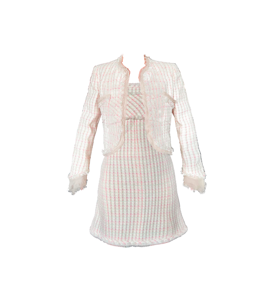 Chanel Pink 2004 Rare Tweed Wool Set