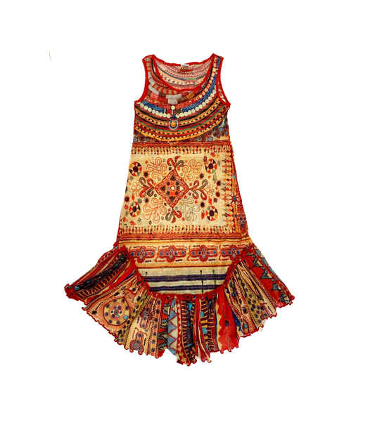 Jean Paul Gautier 1990s Printed Red Script Dress