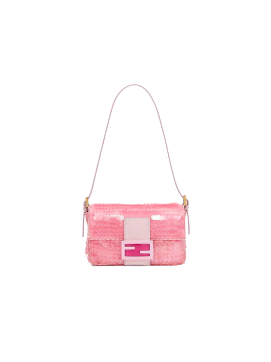 Fendi 2000s Pink Sequin Mini Baguette Rare