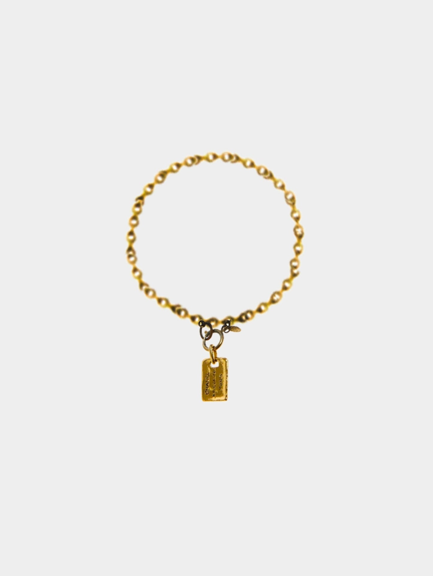 Chanel 1994 Logo Gold Plated Dog Tag Necklace