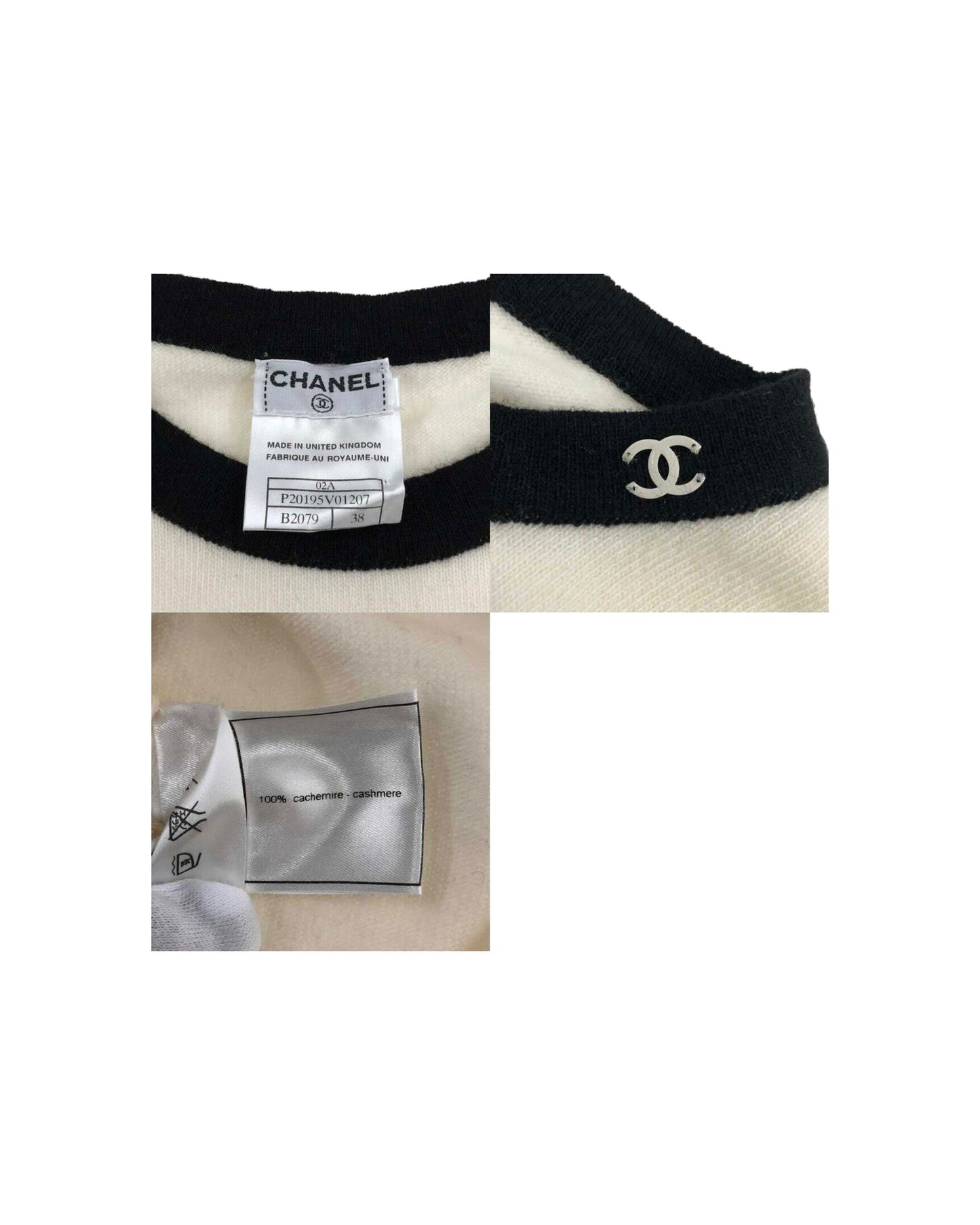 Chanel 2000s Cream and Black Cashmere Cardigan Set