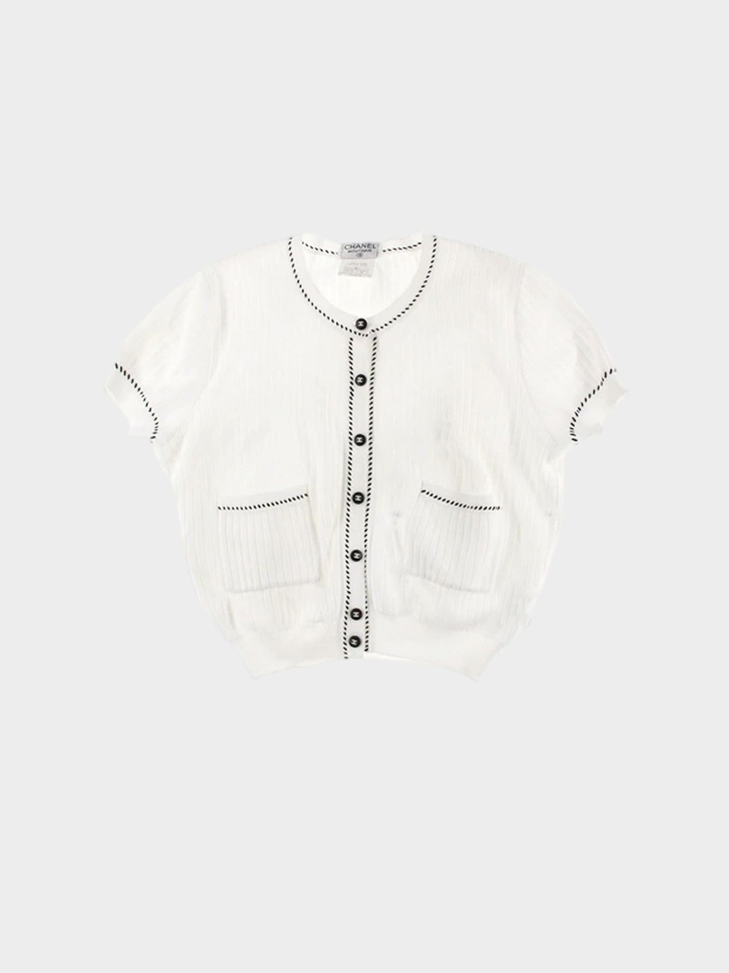 Chanel Spring 1996 Short Sleeve White Cardigan