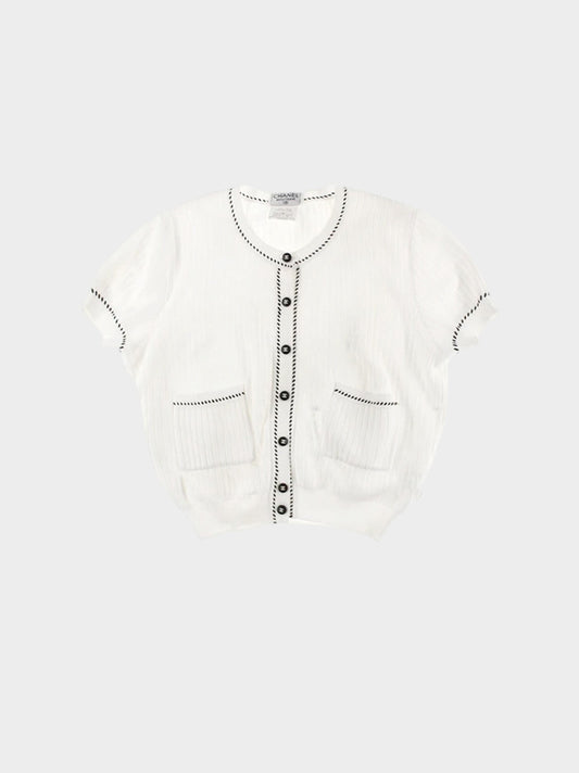 Chanel Spring 1996 Short Sleeve White Cardigan