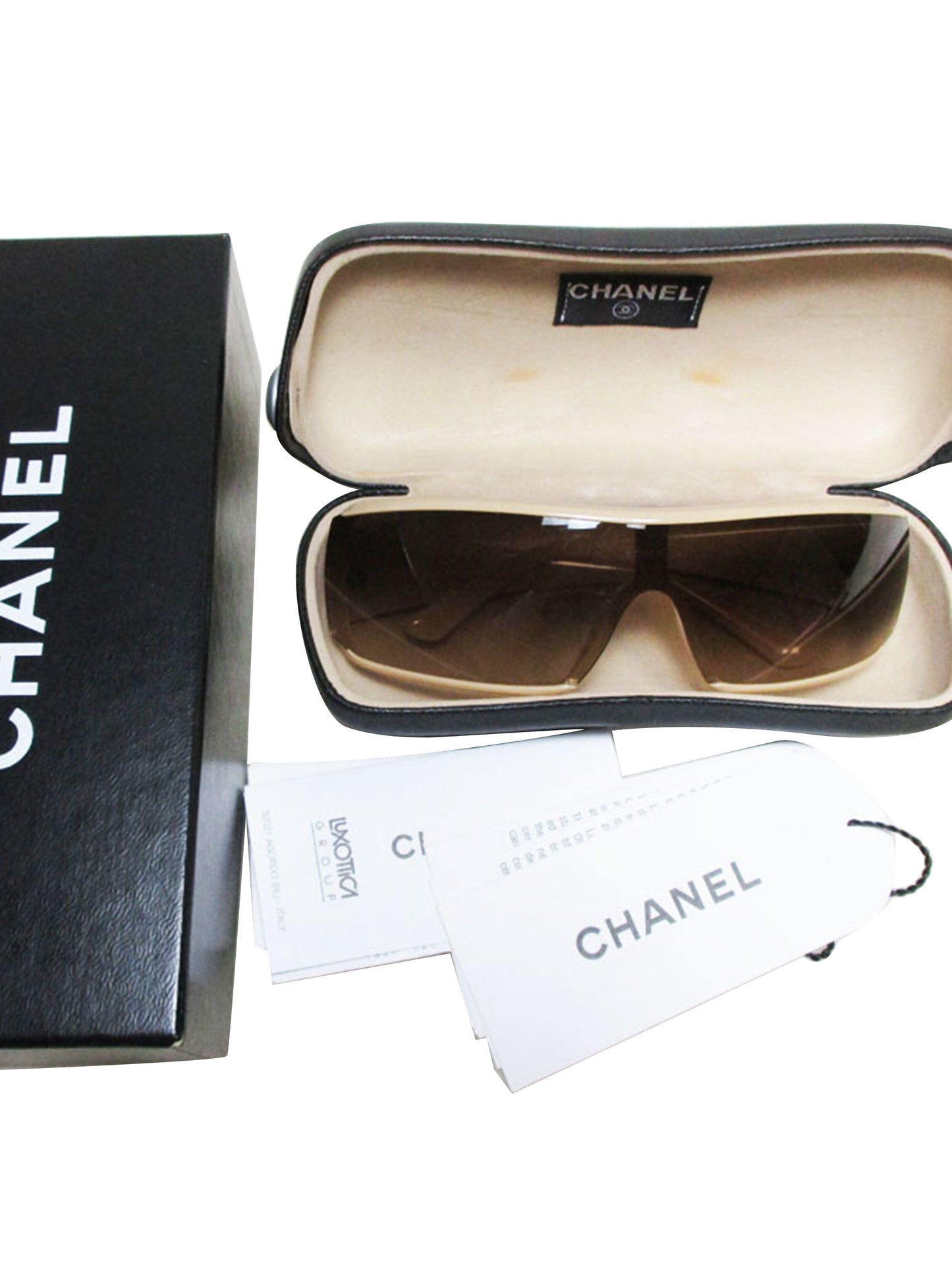 Chanel 2000s Rare Sports Shield Beige Sunglasses