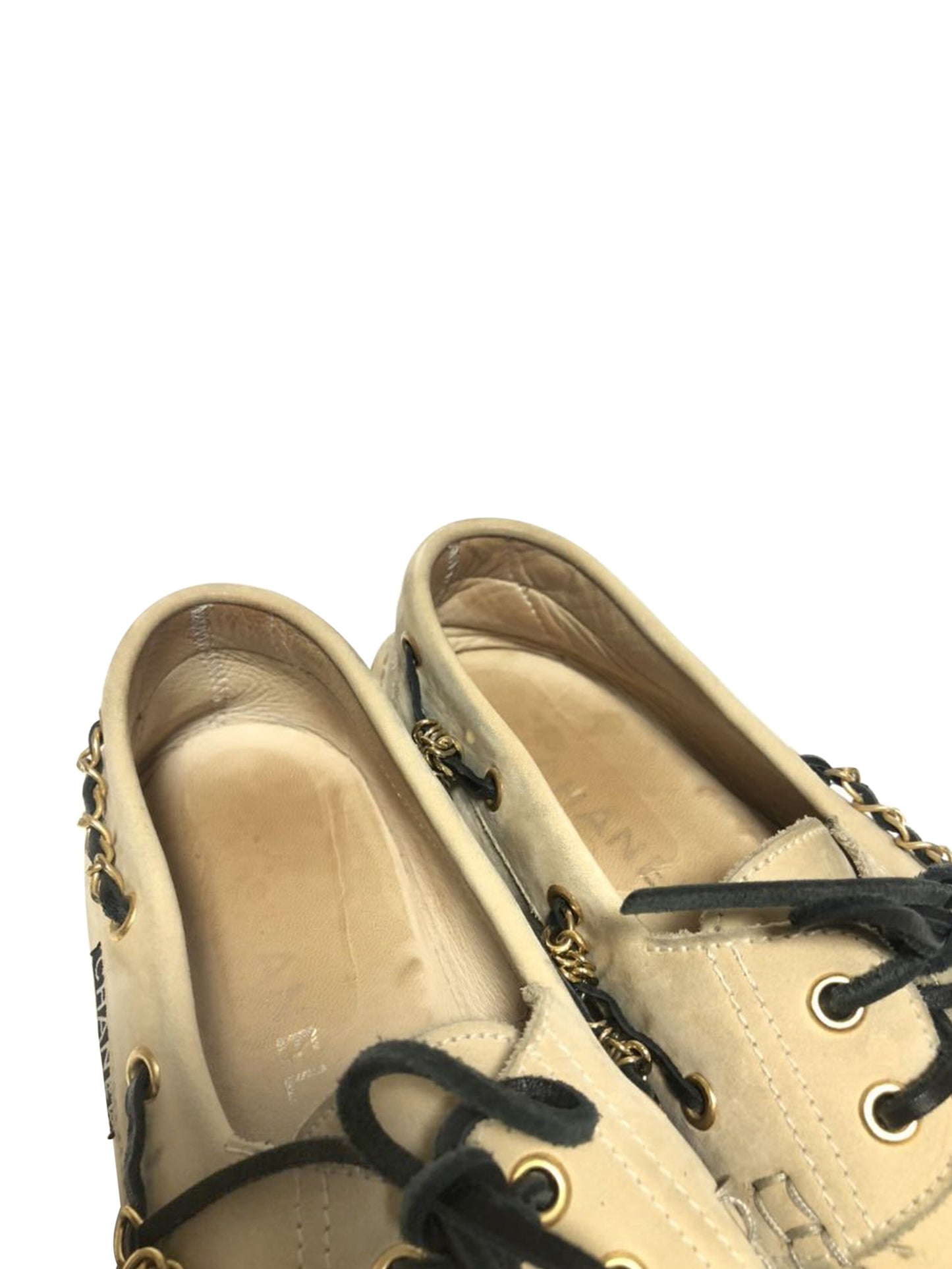 Chanel 2000s Beige Suede Chain Mocassins