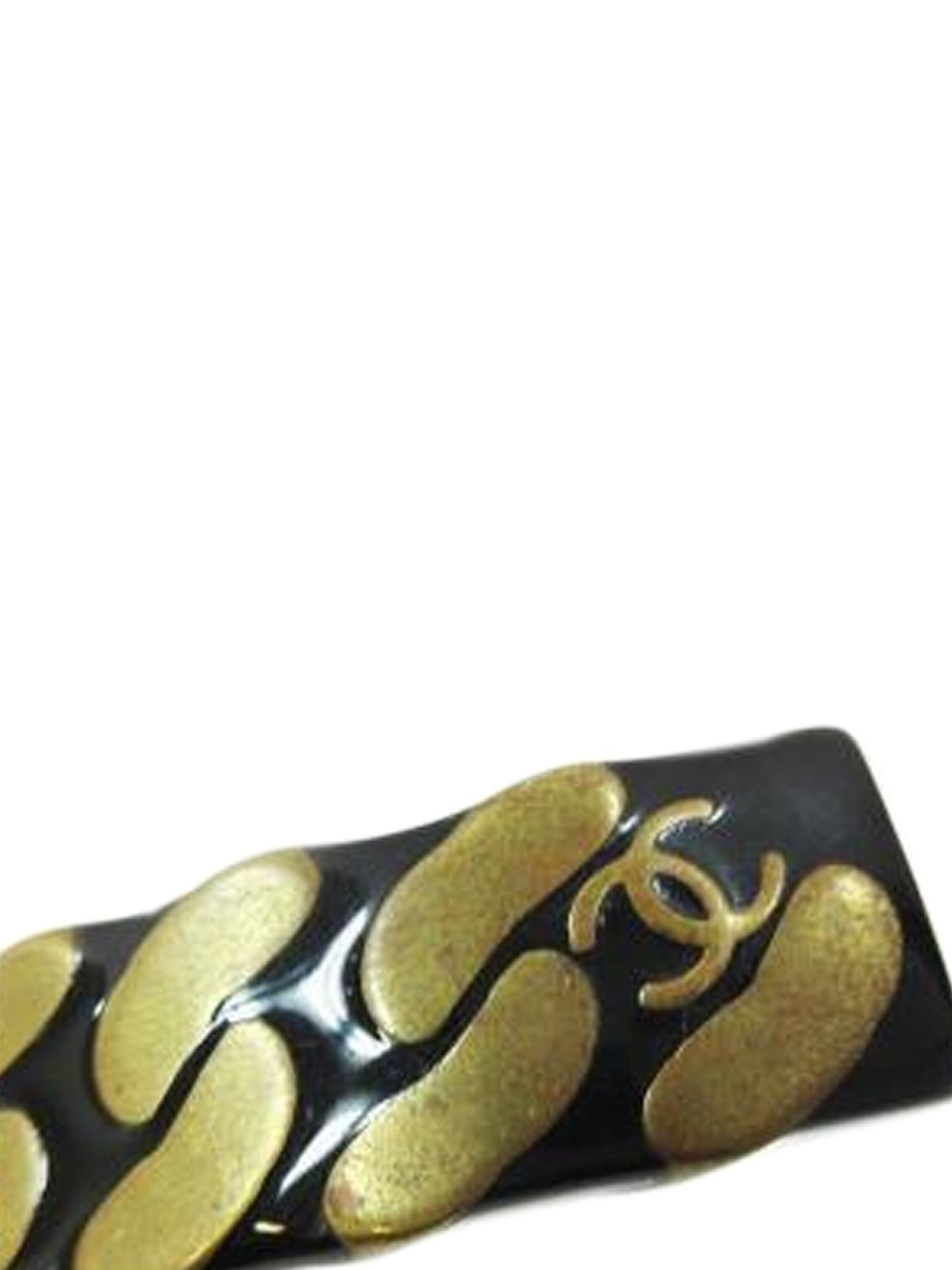 Chanel 2000s Black and Gold Chain Barrette