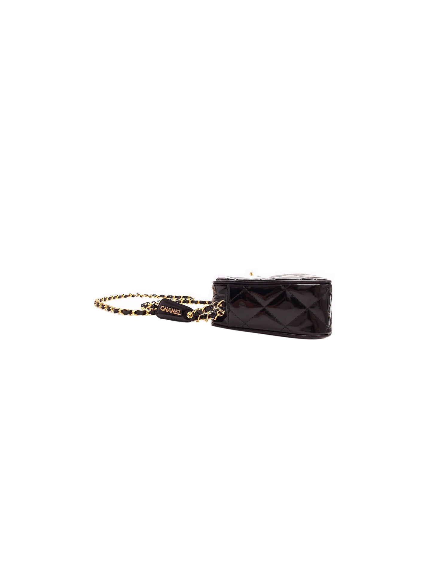 Chanel 2000s Rare Quilted Patent Camera Black Bag