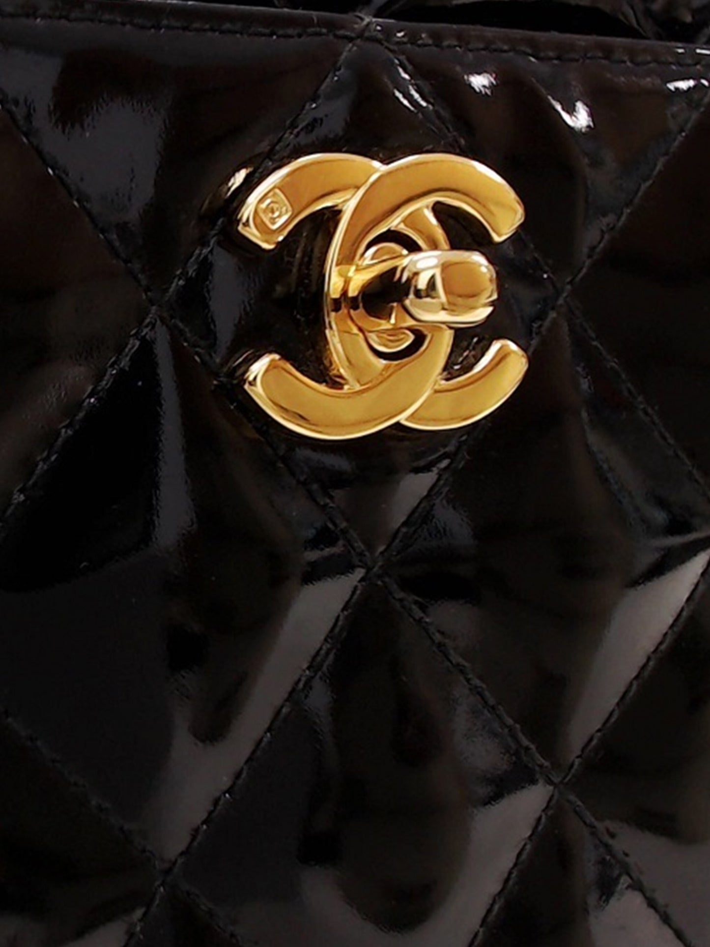 Chanel 2000s Rare Quilted Patent Camera Black Bag