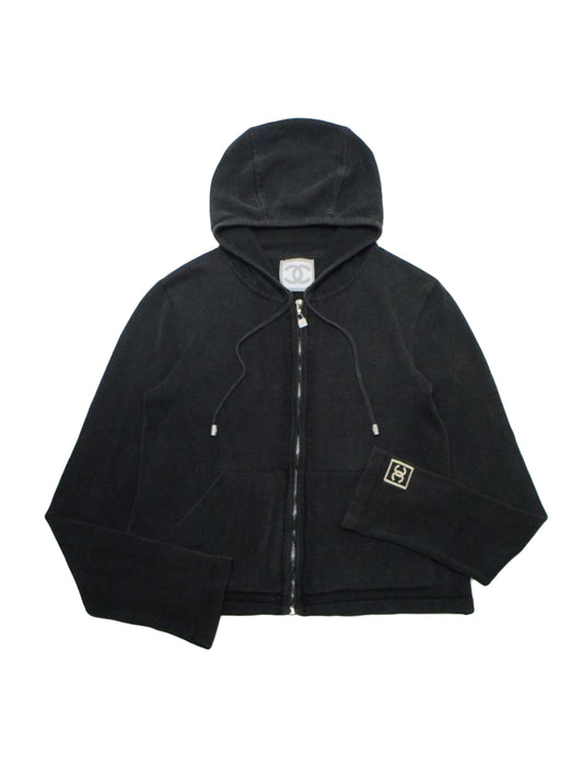 Chanel Sports Black Terrycloth Zip Jacket