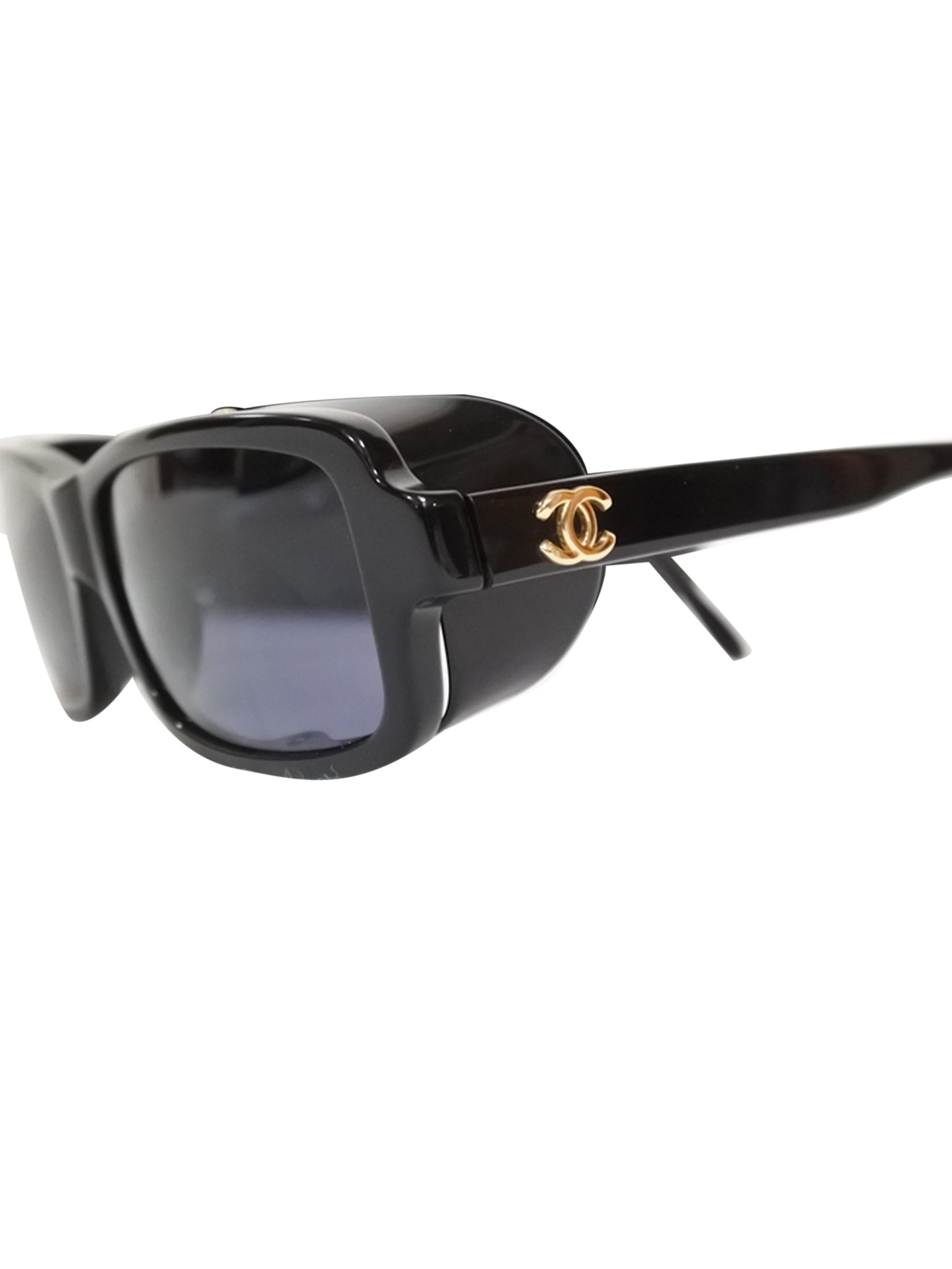 Chanel 2000s Black and Purple Rare Visor Sunglasses
