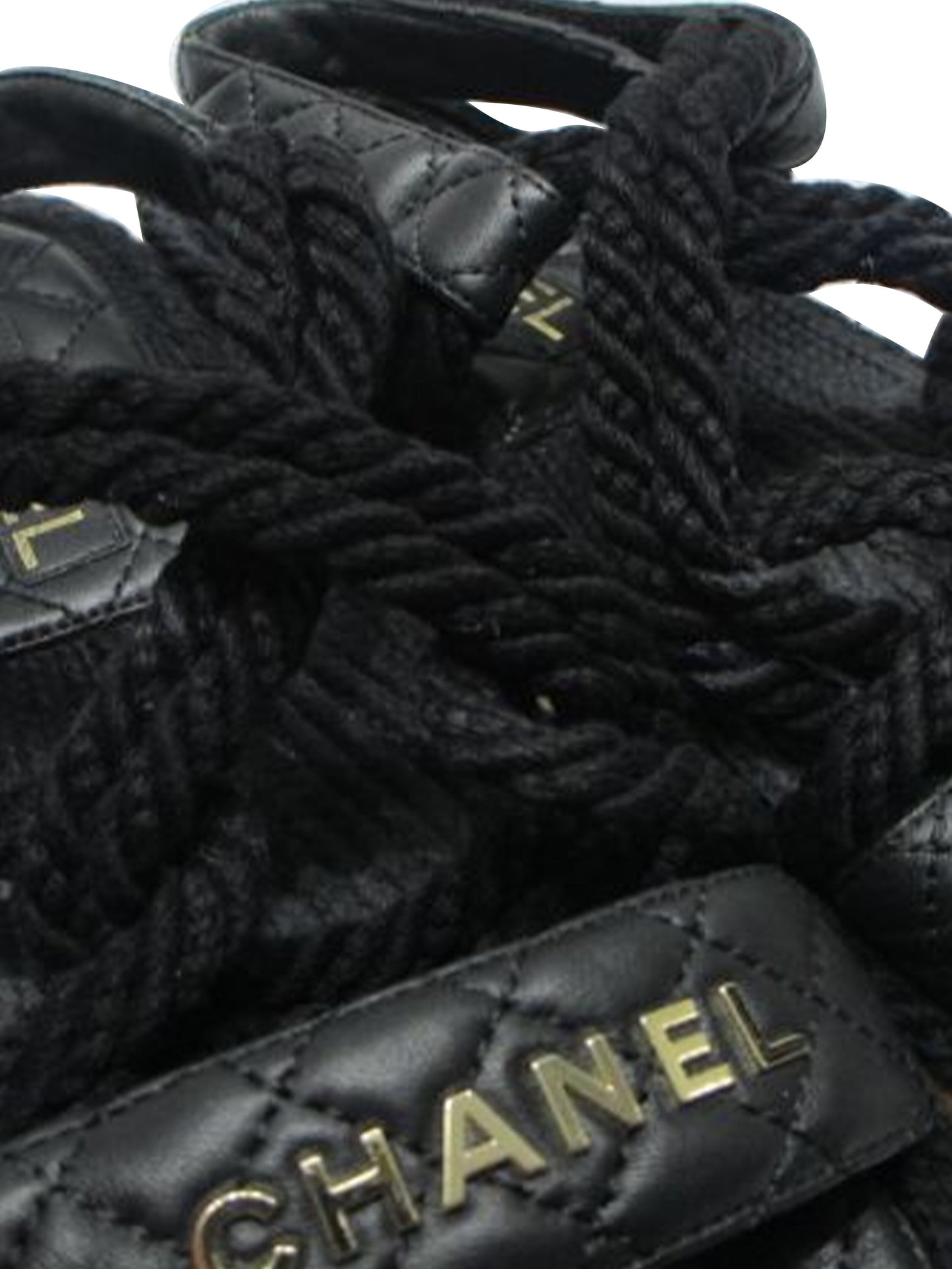 Chanel 2000s Black Rope Leather Sandals