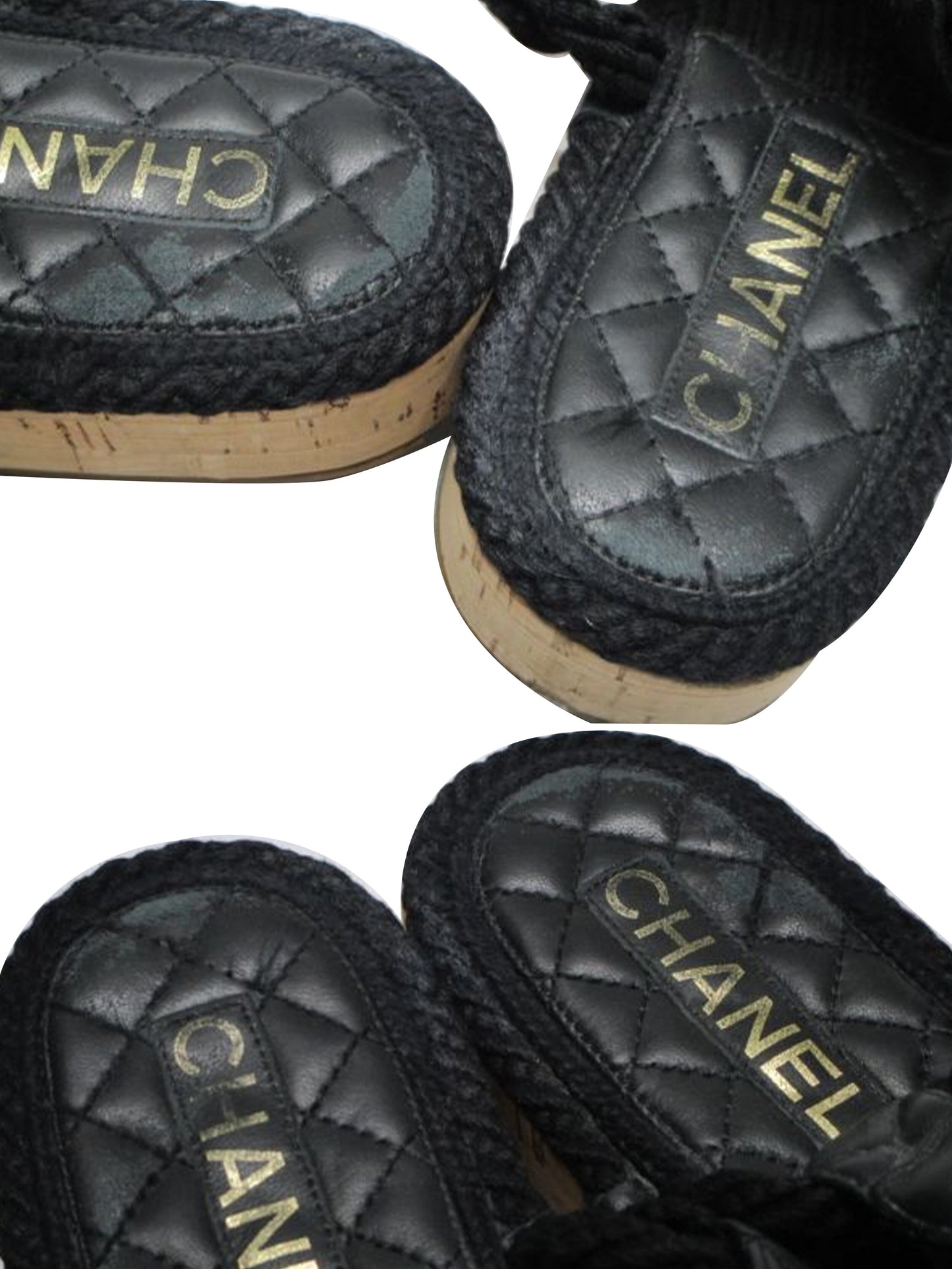 Chanel 2000s Black Rope Leather Sandals