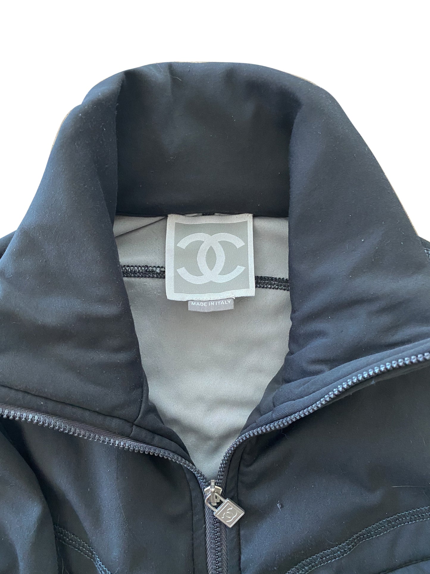 Chanel Sport Black Zip Up Track Jacket