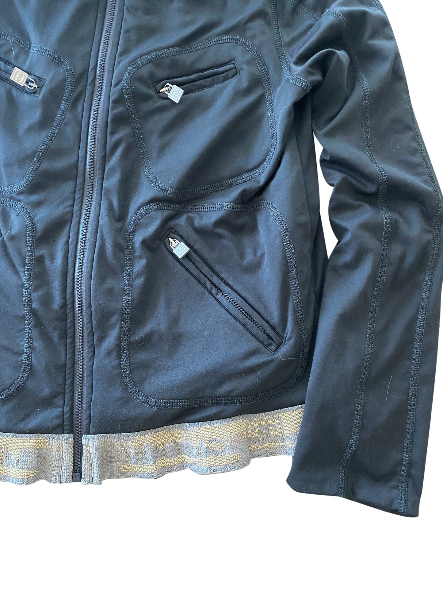 Chanel Sport Black Zip Up Track Jacket