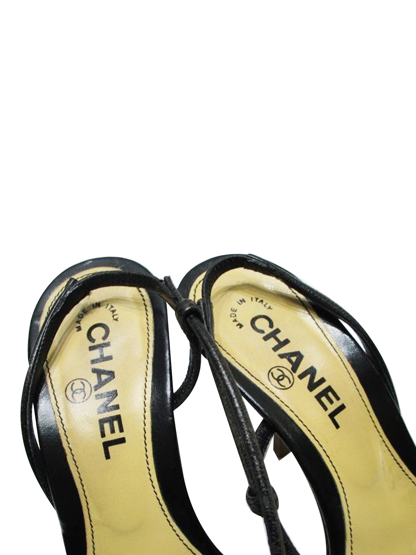 Chanel 2000s Rare Black Strappy Ladybug Heel