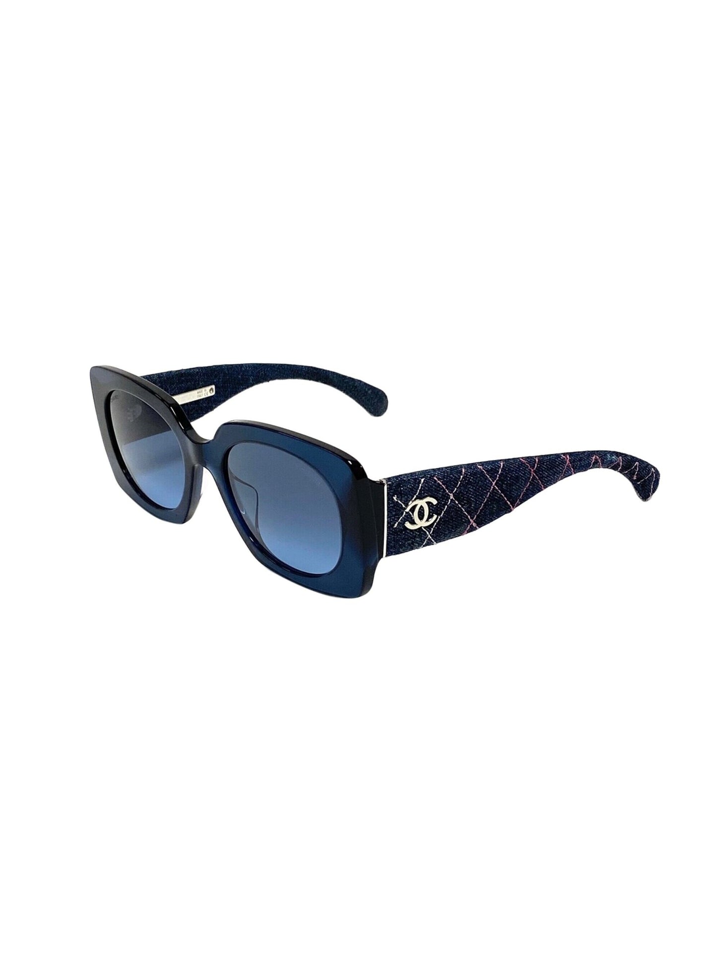 Chanel 2000s Blue Denim Quilted Sunglasses