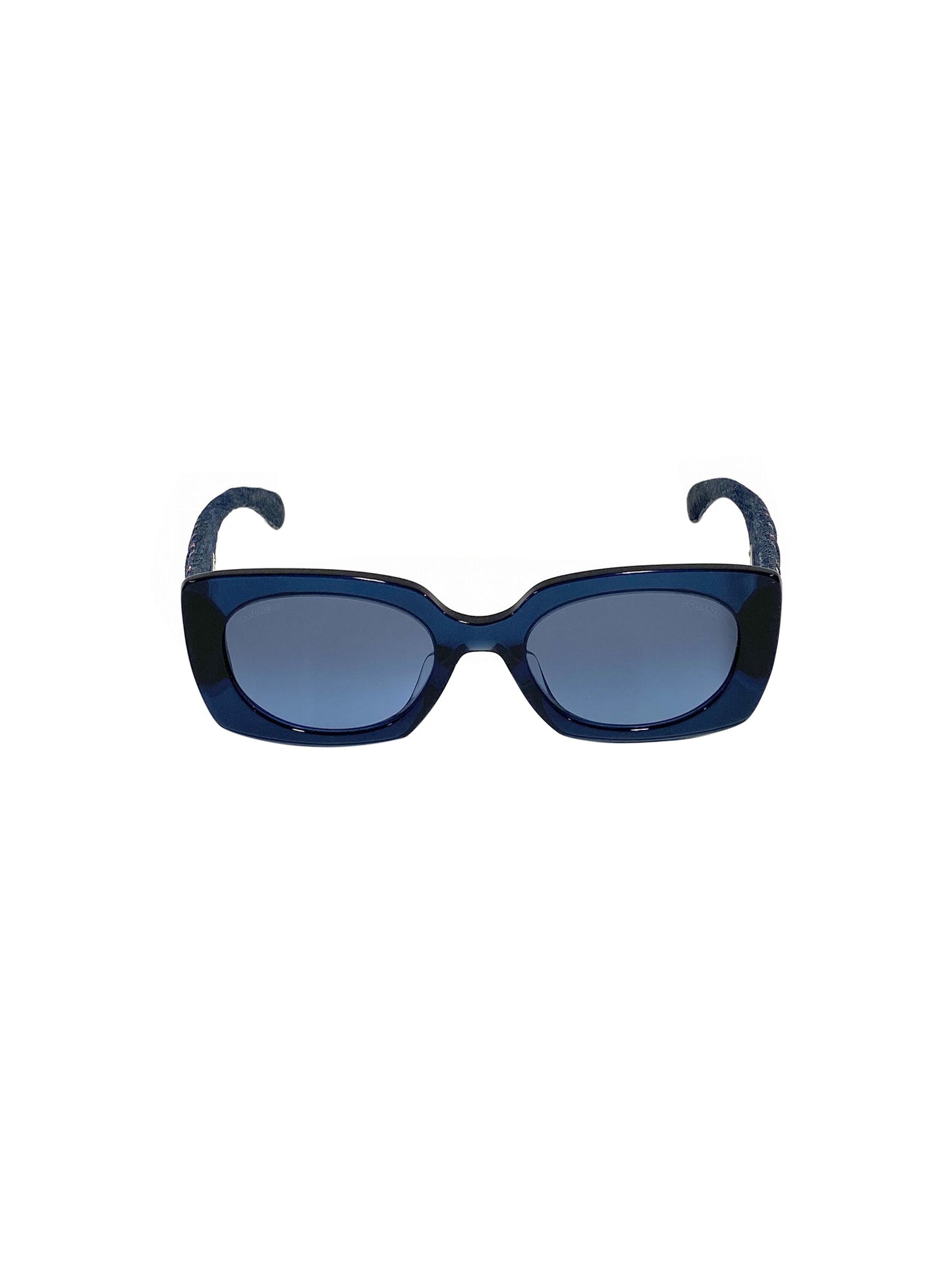 Chanel 2000s Blue Denim Quilted Sunglasses