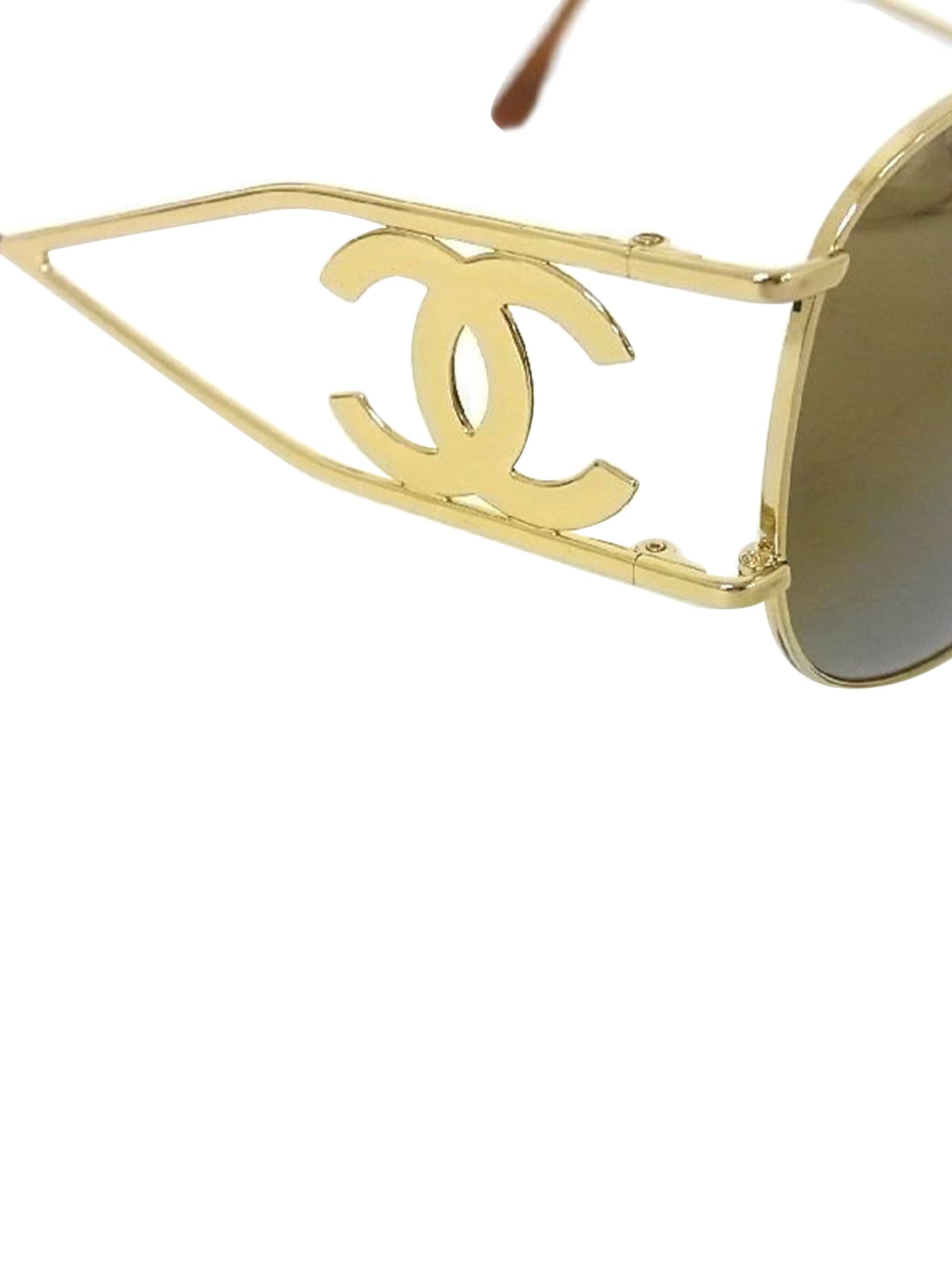 Chanel 2000s Rare Gold Aviator Sunglasses