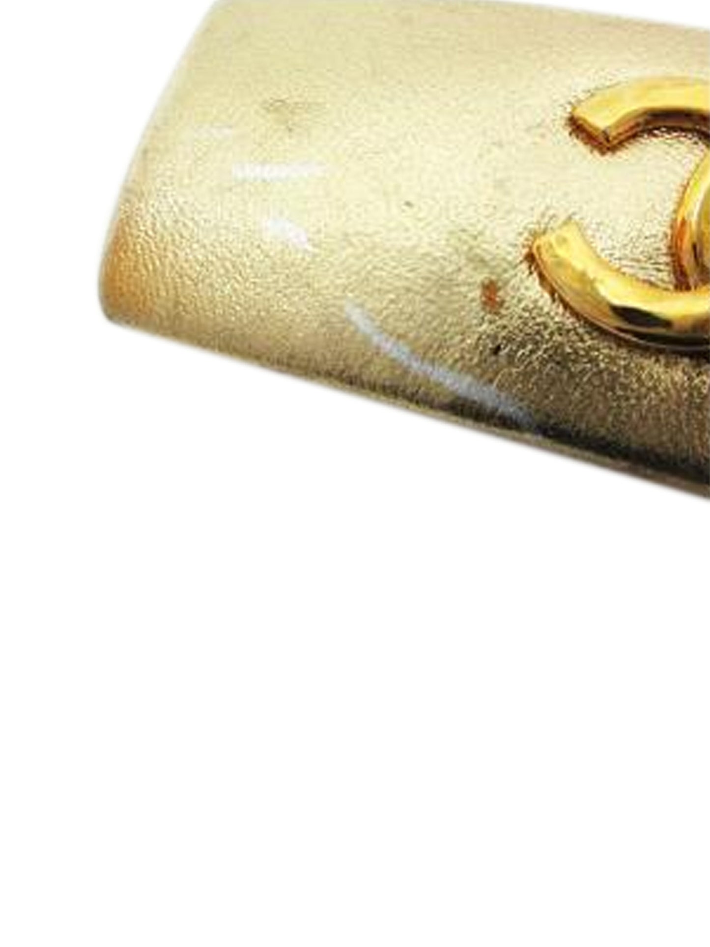 Chanel 2000s Gold Leather CC Barrette