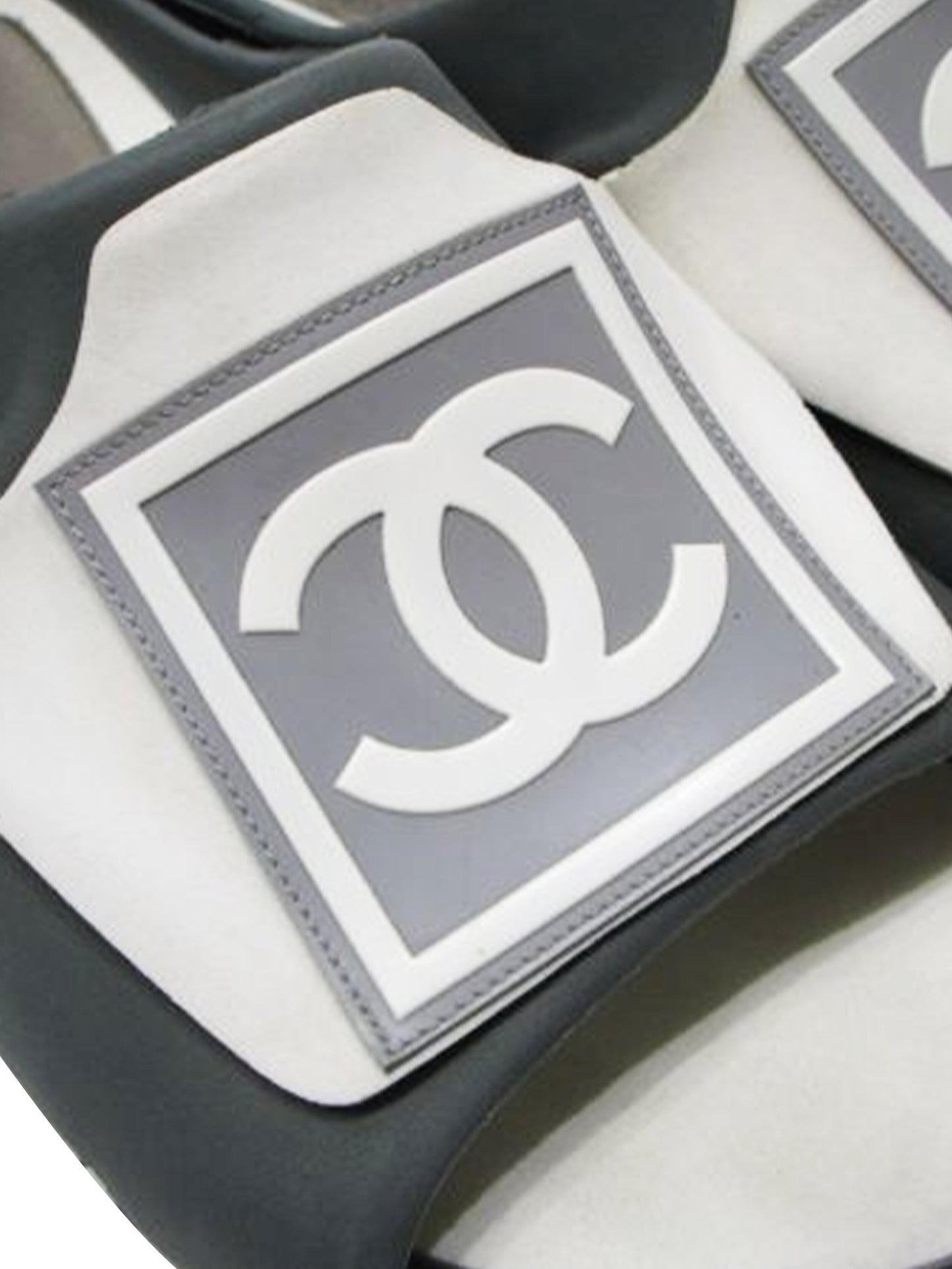 Chanel 2000s Rubber Grey and White Sports Slides