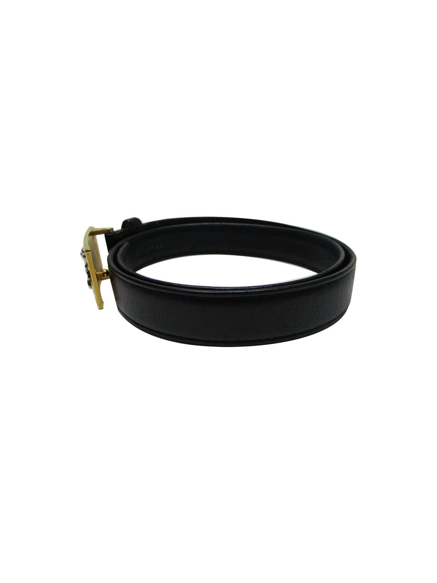Chanel 2000s Rare Black Leather Lucky Charm Belt