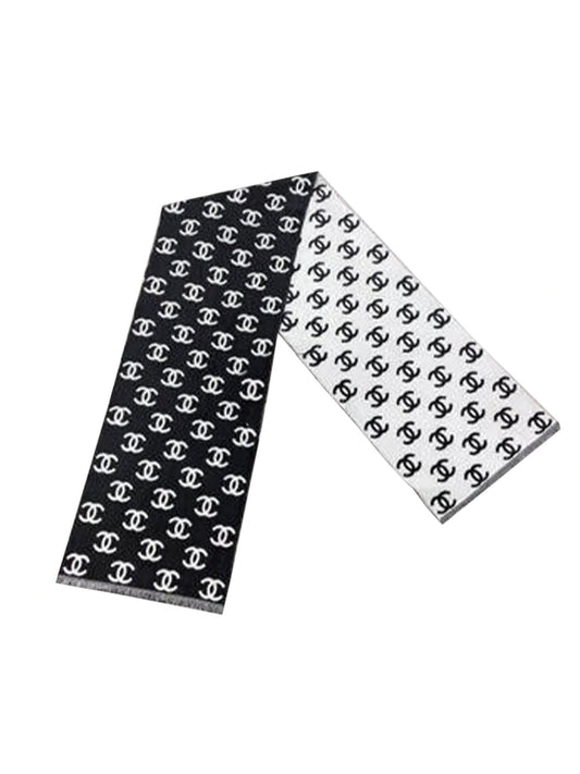 Chanel 2000s Black and White CC Scarf
