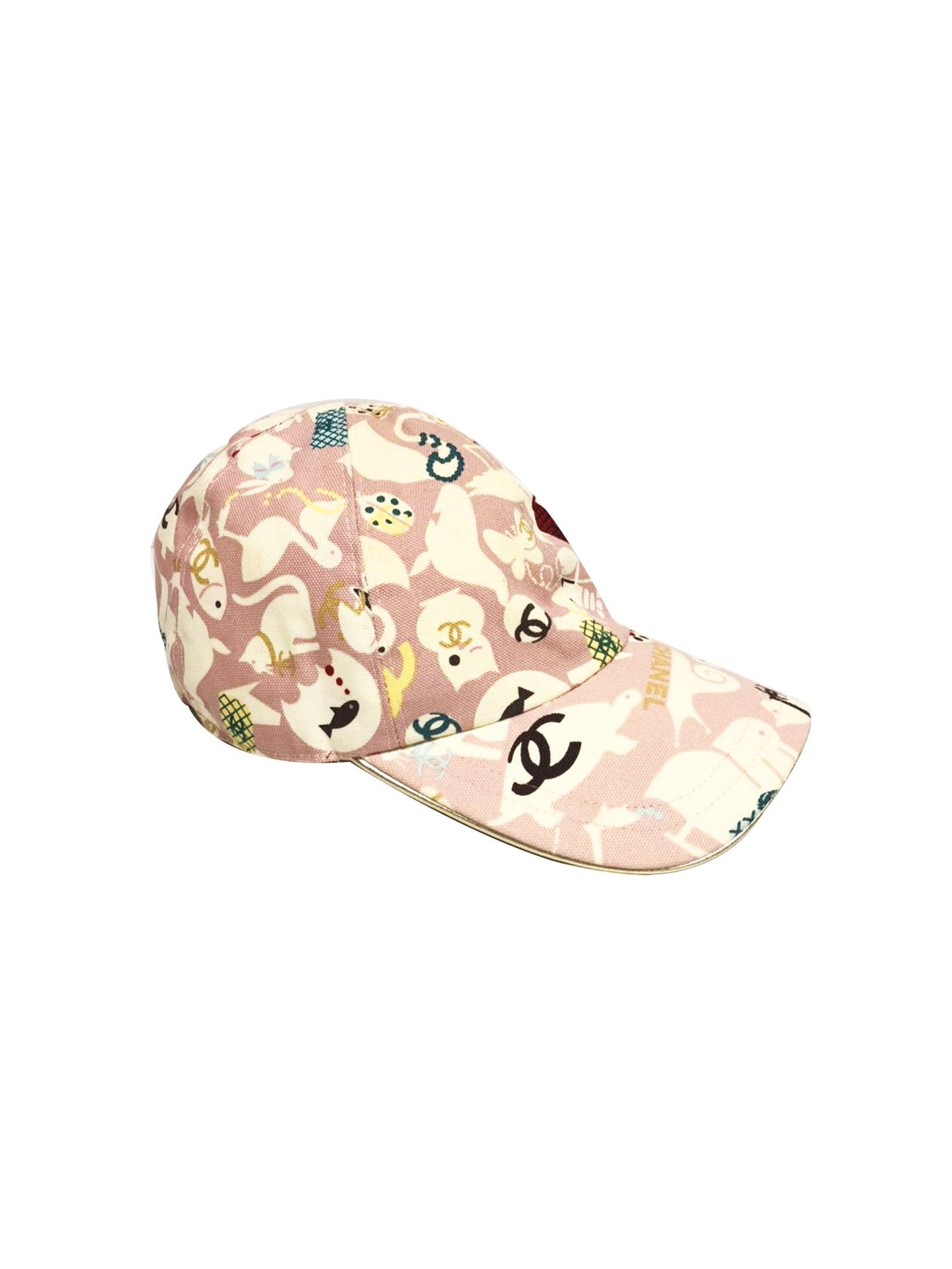 Chanel Rare Light Pink CC Animal Print Cap