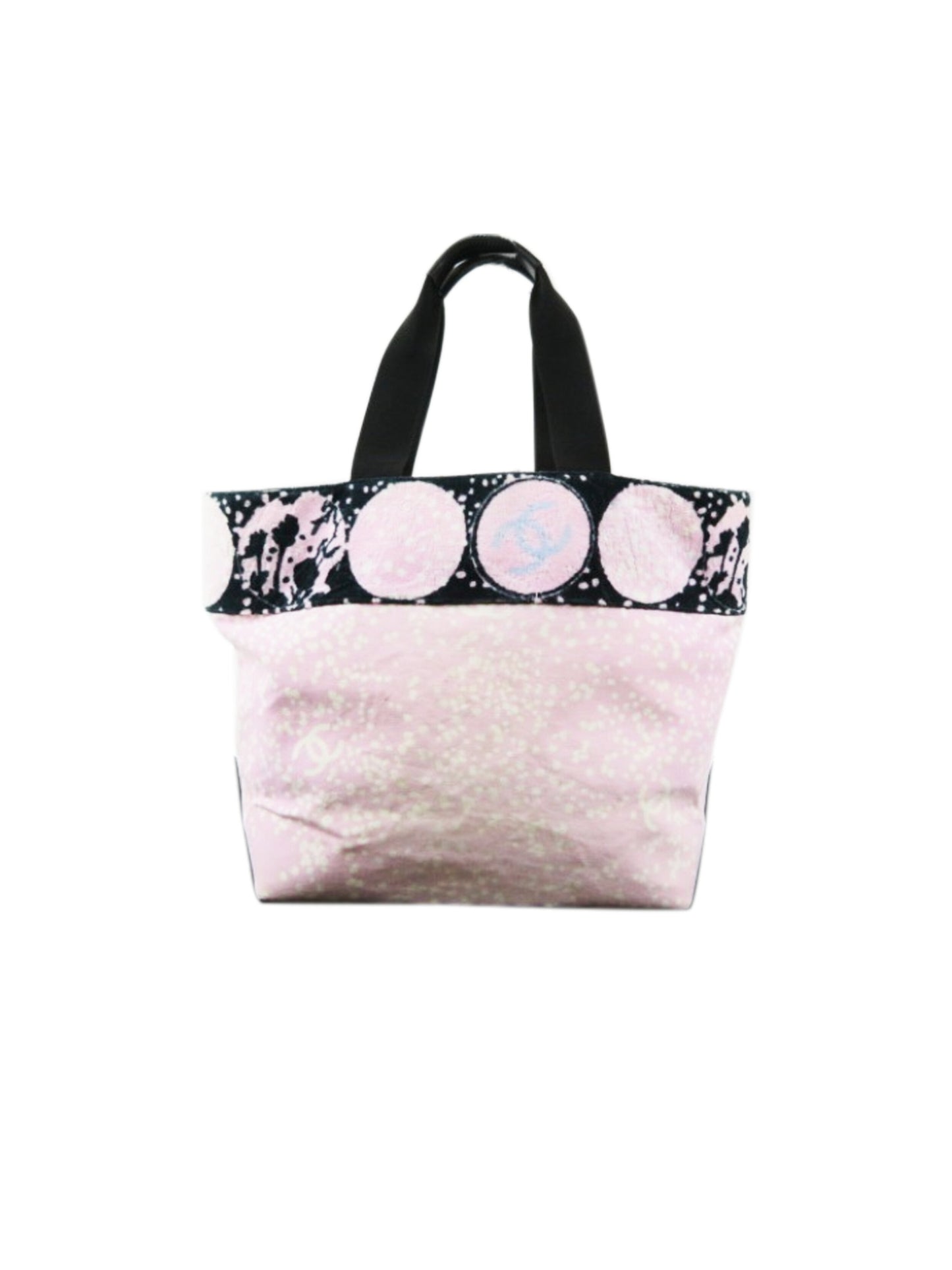 Chanel 2000s Rare Terrycloth Pink and Black Tote