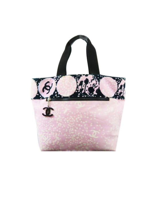 Chanel 2000s Rare Terrycloth Pink and Black Tote