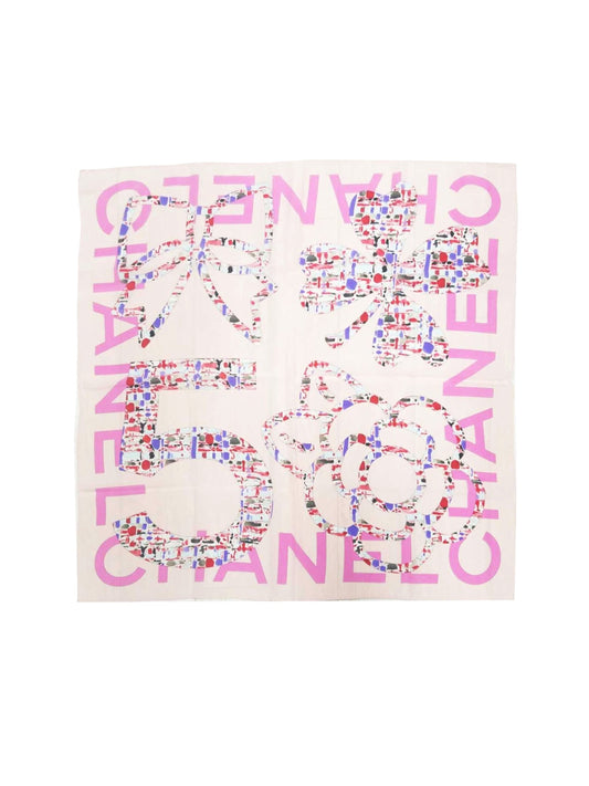 Chanel 2000s Camelia Pink Silk Scarf