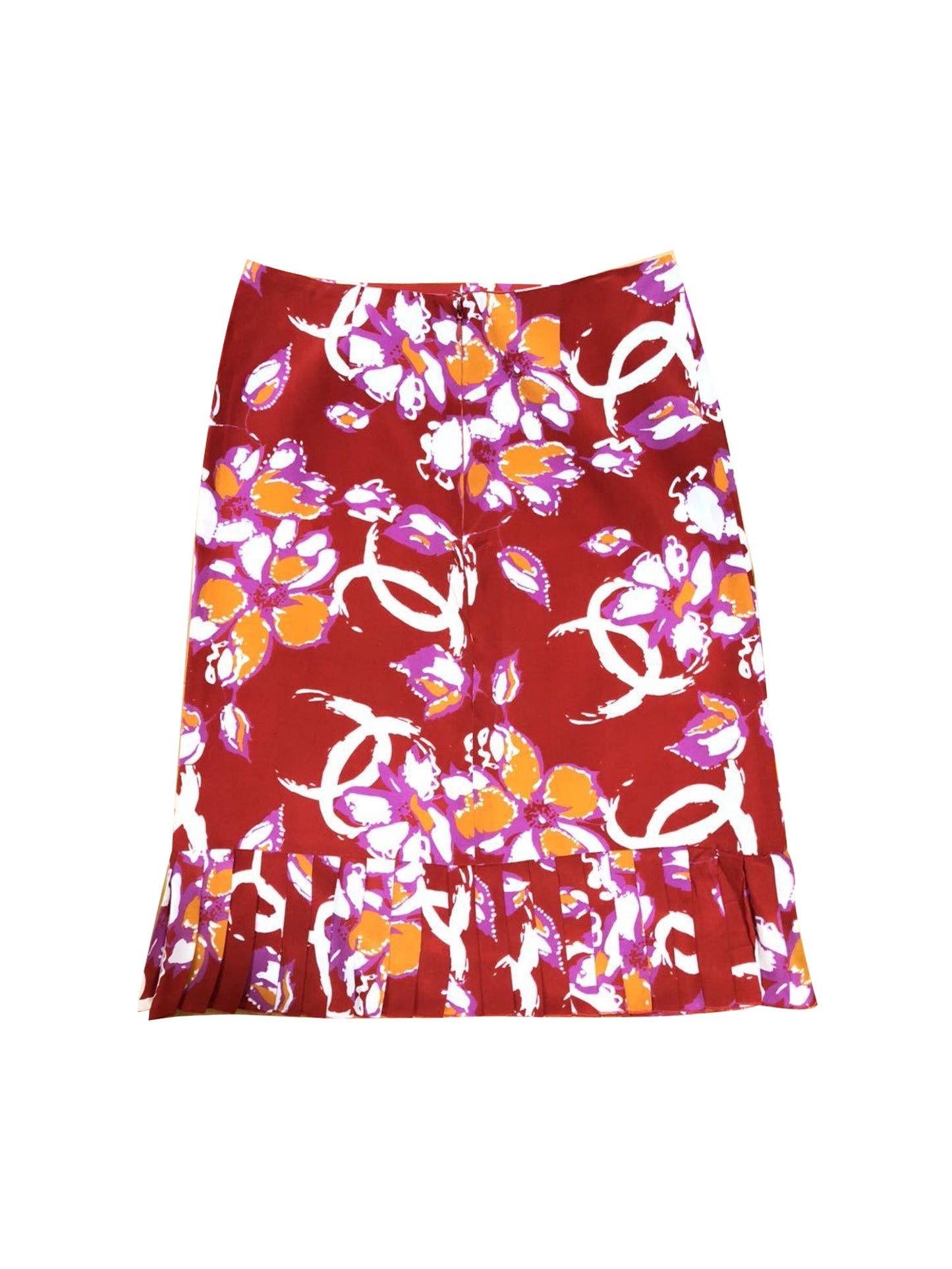 Chanel Rare SS 2001 Tropical Red Floral Skirt