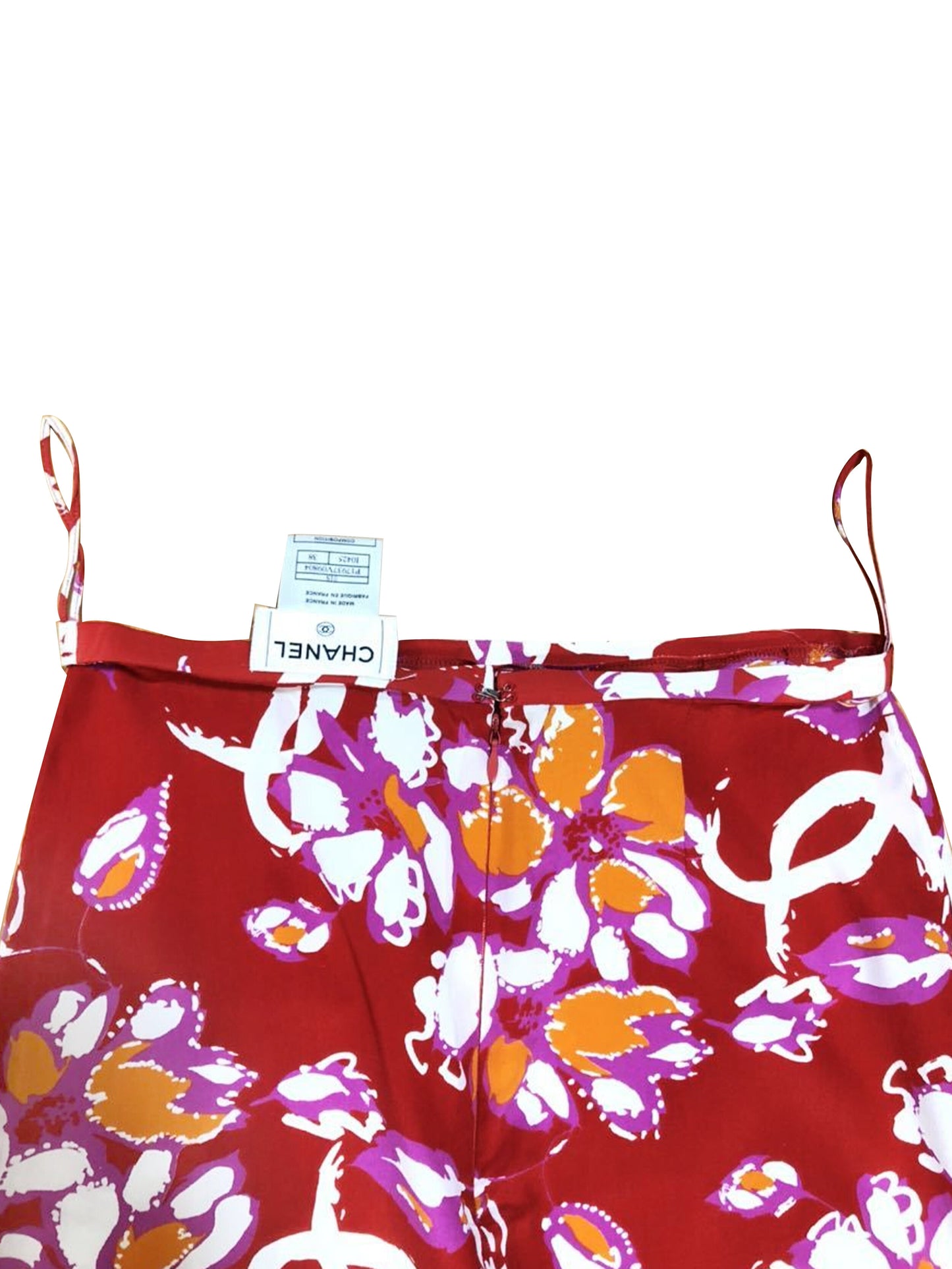 Chanel Rare SS 2001 Tropical Red Floral Skirt