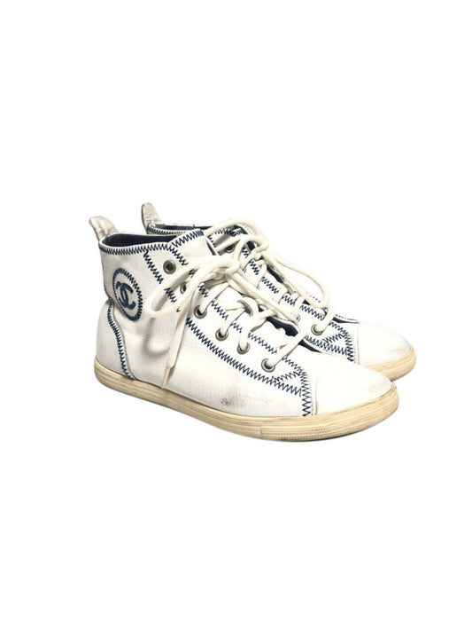Chanel White and Blue Converse