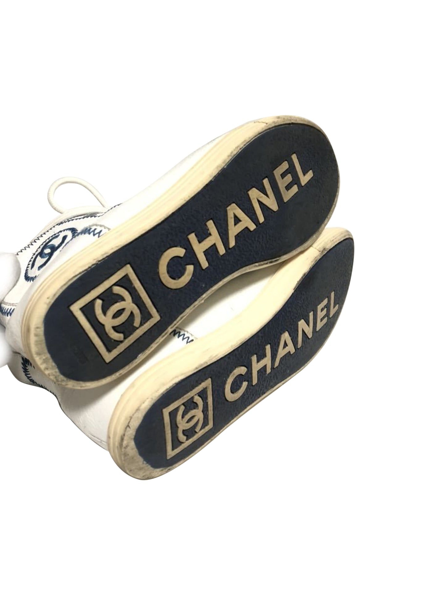 Chanel White and Blue Converse