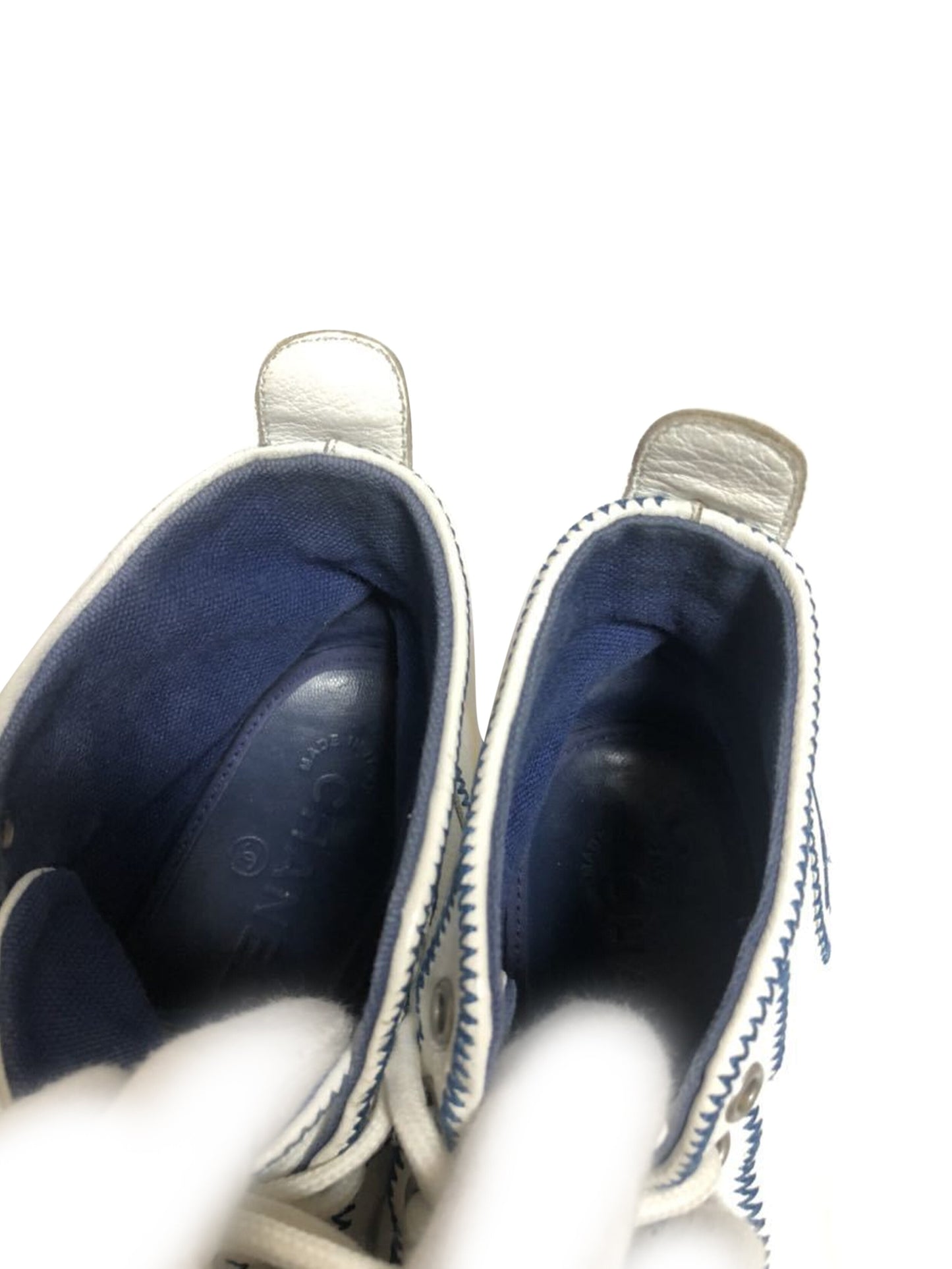 Chanel White and Blue Converse
