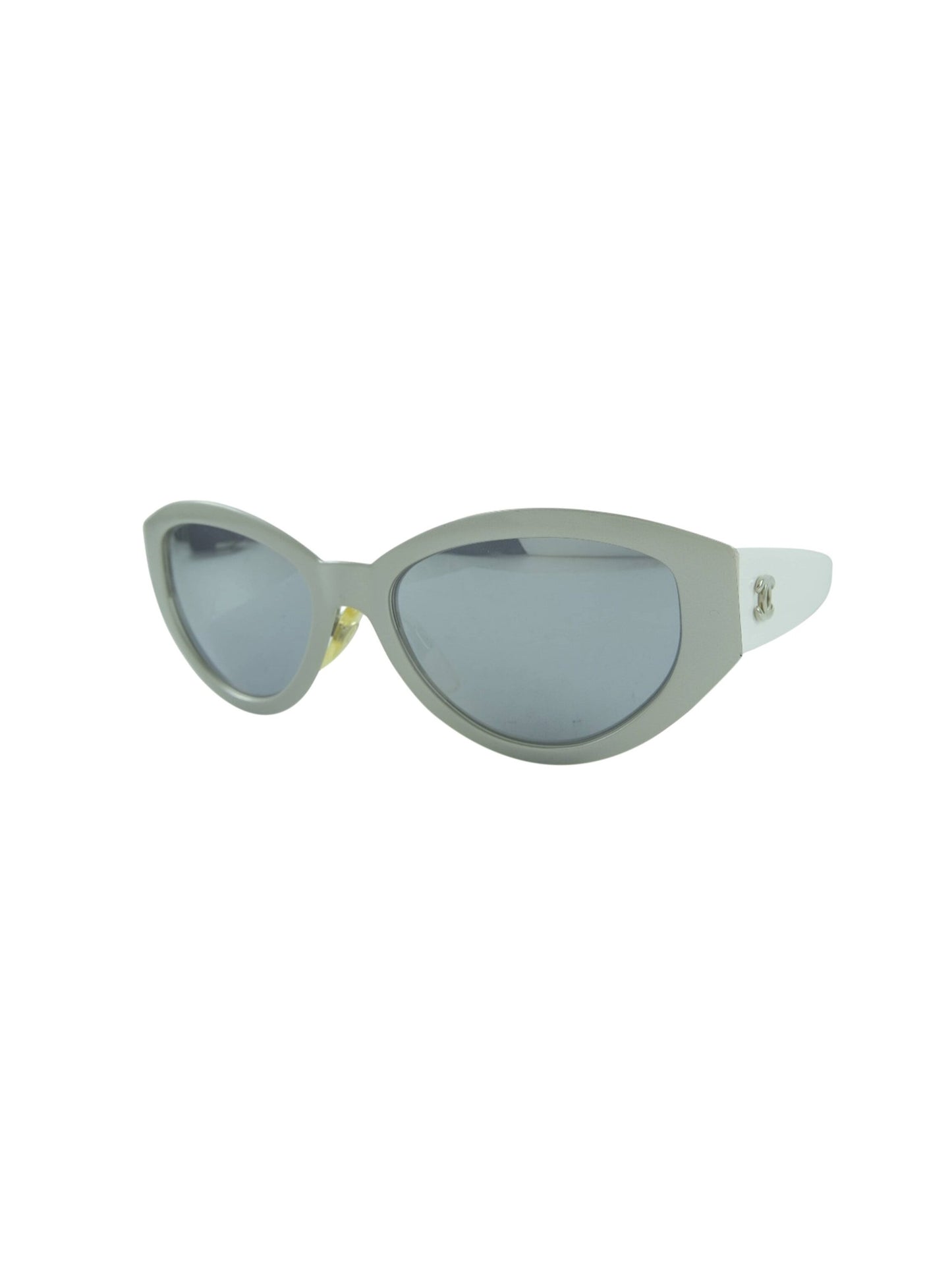 Chanel White and Silver Round Sunglasses