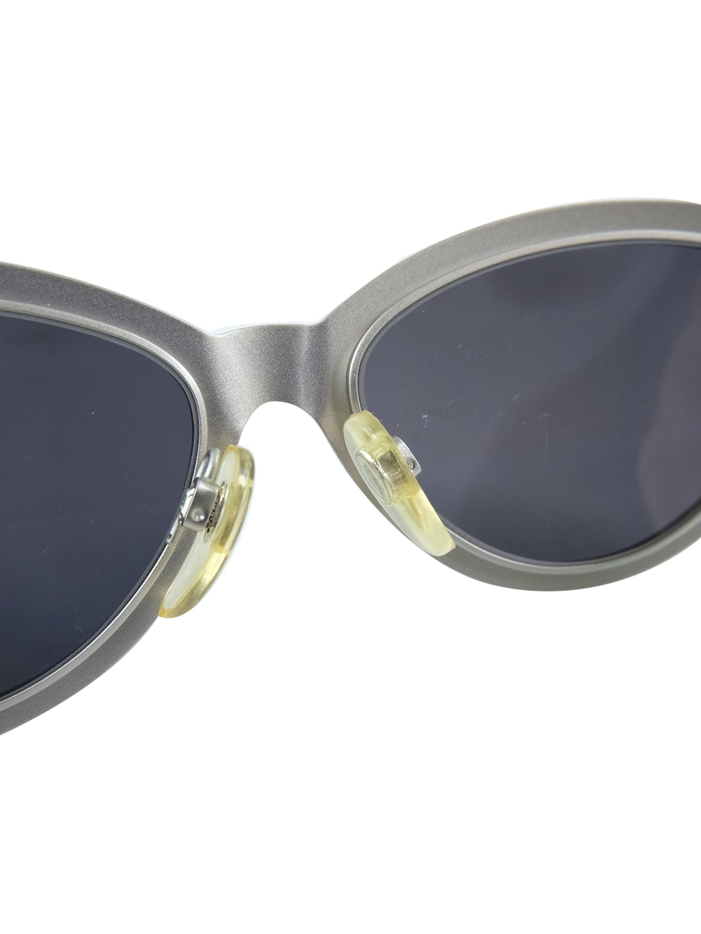 Chanel White and Silver Round Sunglasses