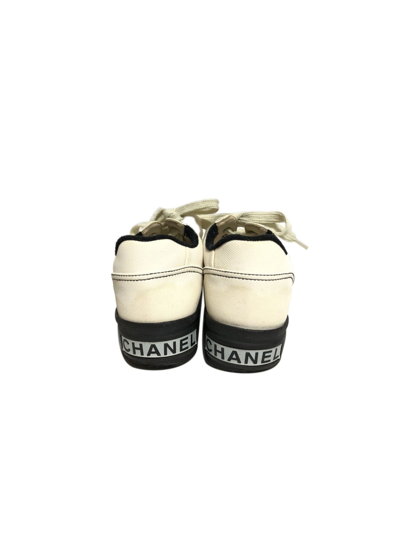 Chanel White Leather Platform Shoes