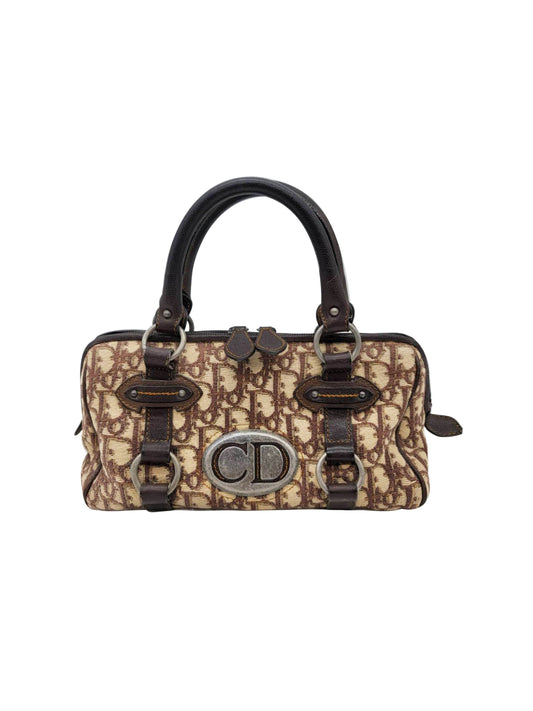 Christian Dior 2000s Small Brown CD Plate Monogram Hand Bag