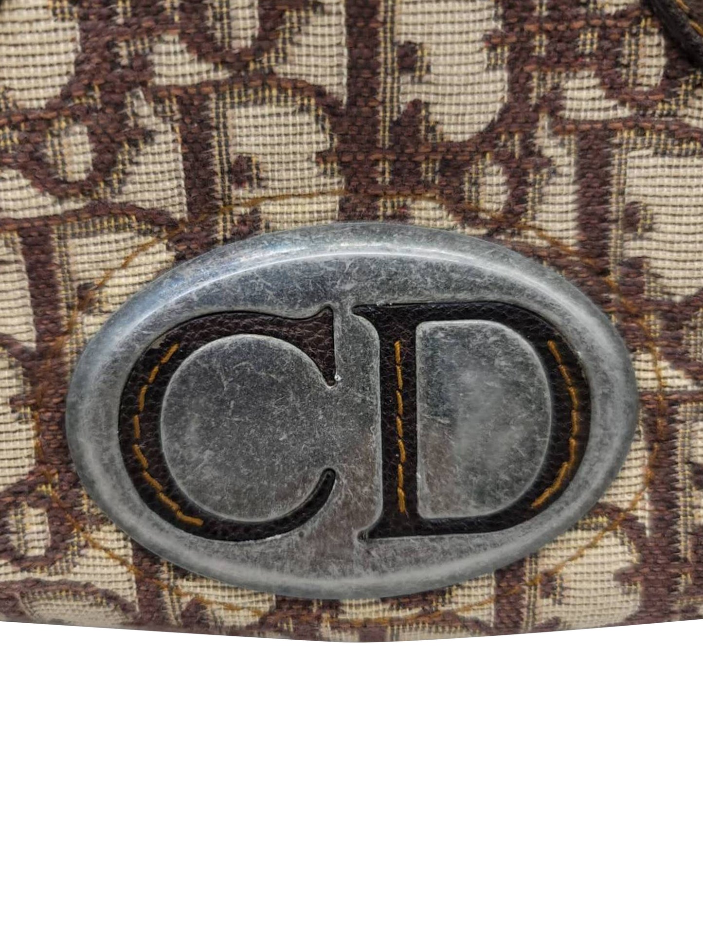 Christian Dior 2000s Small Brown CD Plate Monogram Hand Bag
