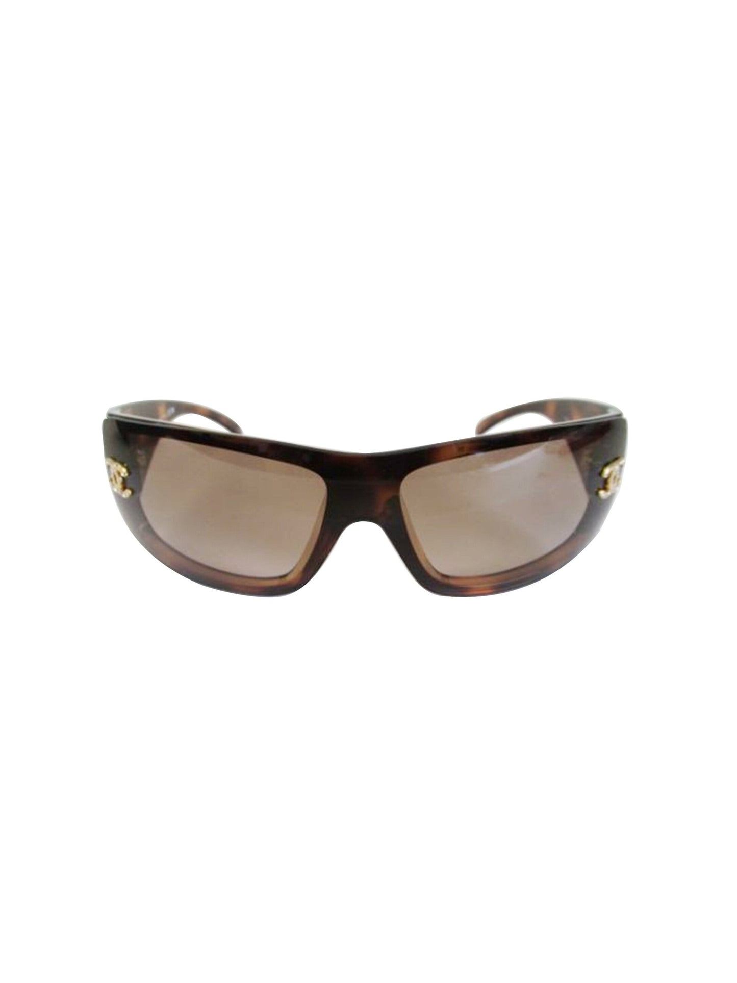 Chanel 2000s Dark Brown Rare Tortoise Sunglasses