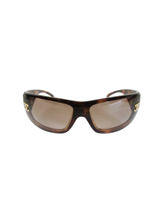 Chanel 2000s Dark Brown Rare Tortoise Sunglasses