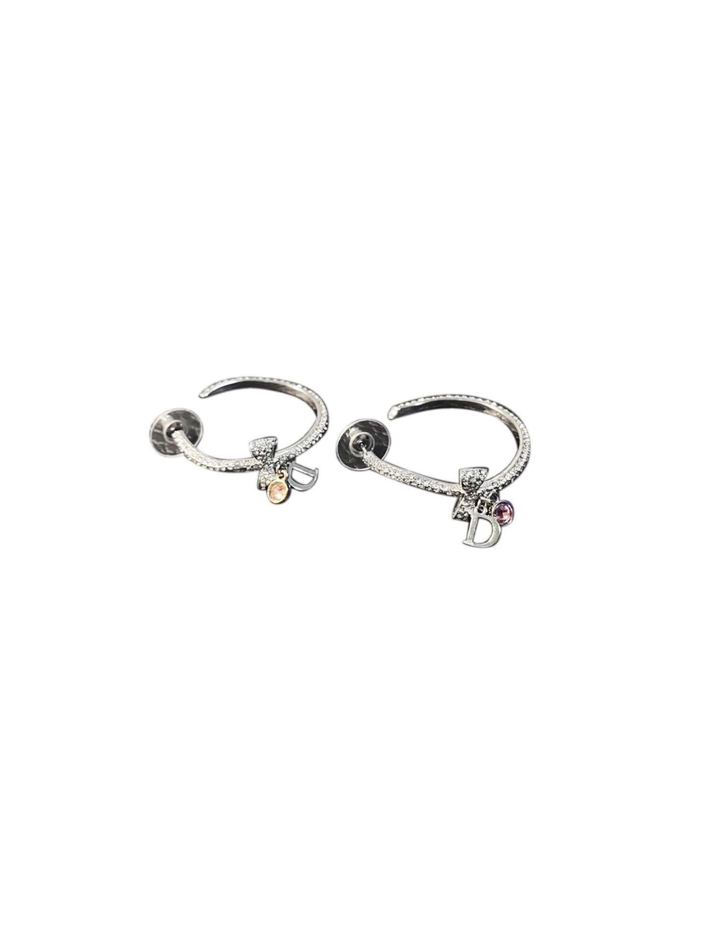 Christian Dior 2000s Silver Bow Hoop Earrings