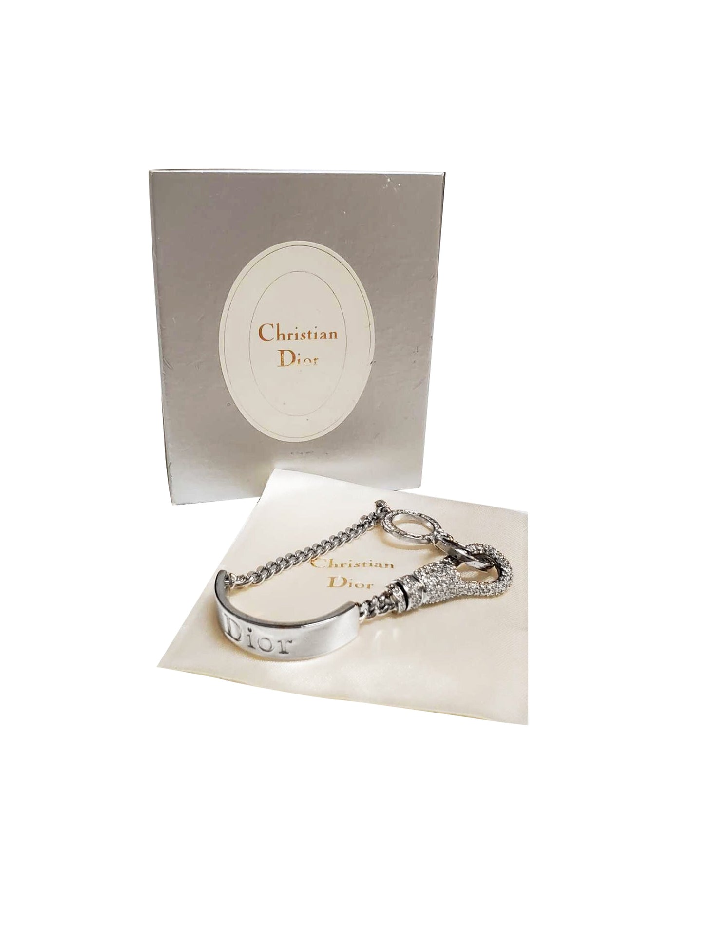 Christian Dior 2000s Rare Silver Rhinestone Link Bracelet