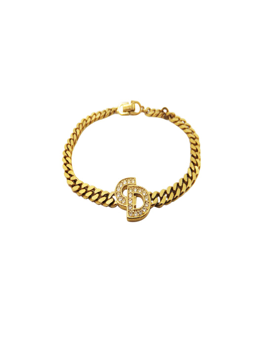 Christian Dior 2000s Chunky CD Gold Bracelet