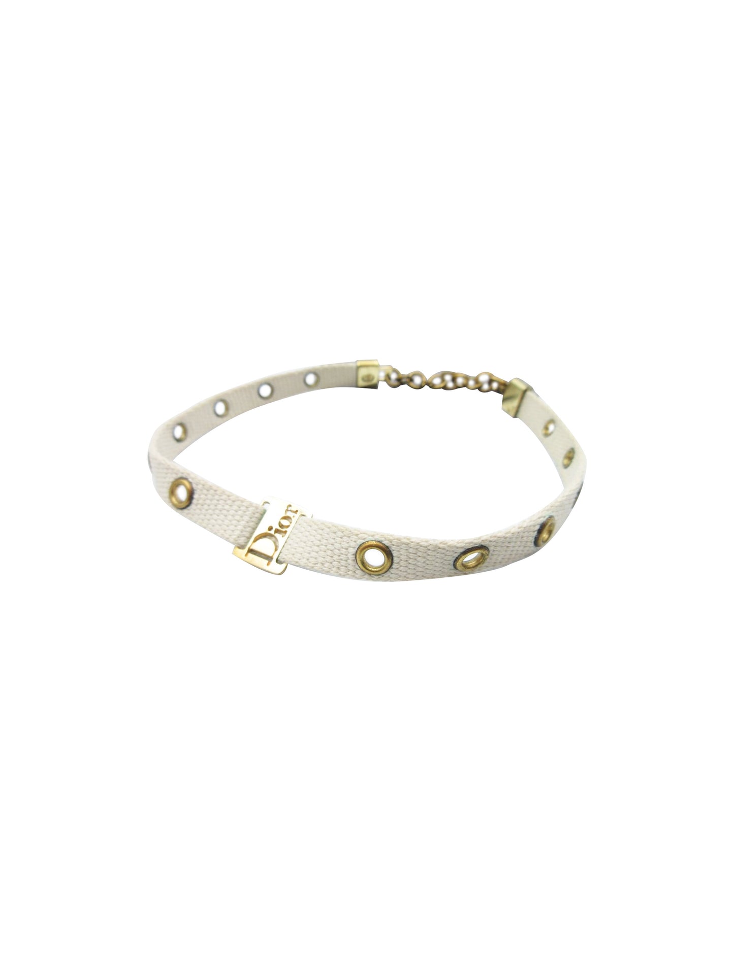 Christian Dior 2000s White and Gold Chic Street Necklace