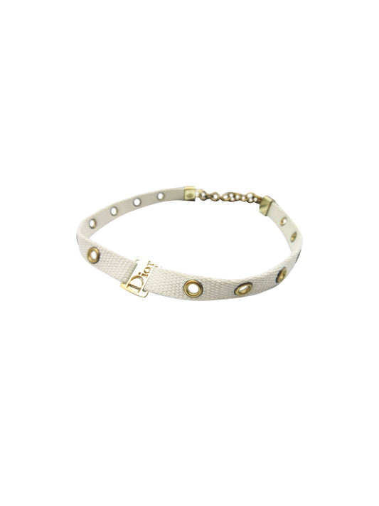 Christian Dior 2000s White and Gold Chic Street Necklace