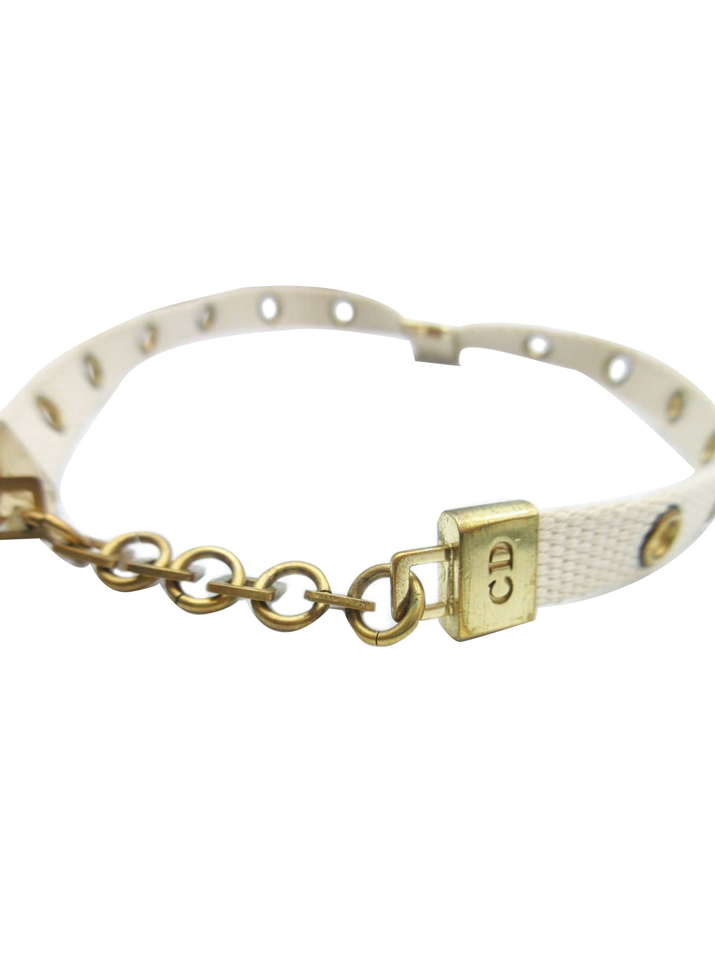 Christian Dior 2000s White and Gold Chic Street Necklace