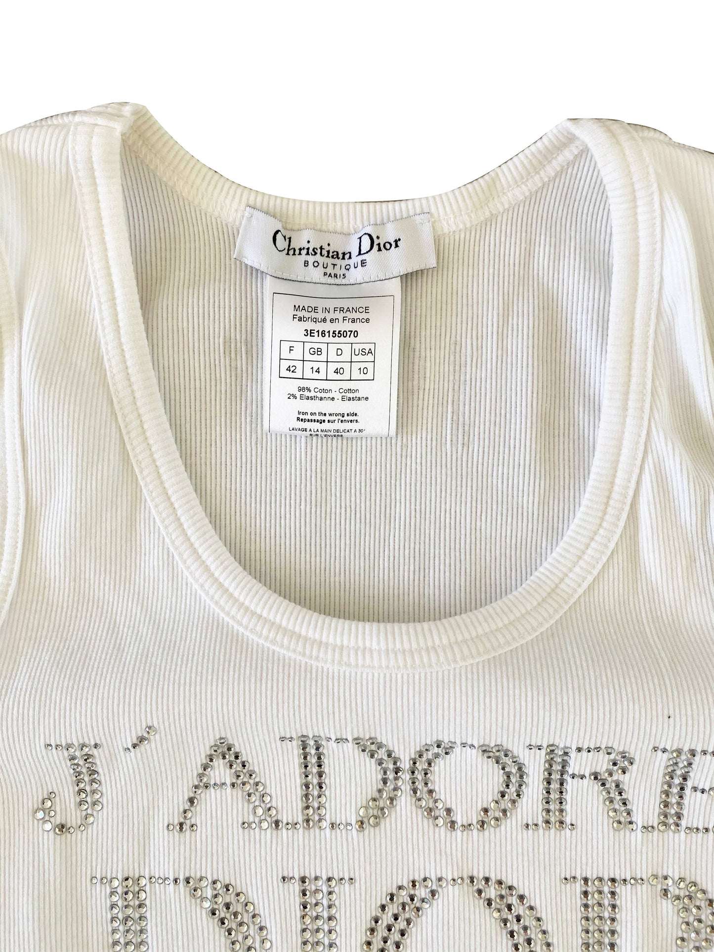 J'adore Dior 2000s Rare Ribbed Crystal Rhinestone Tank