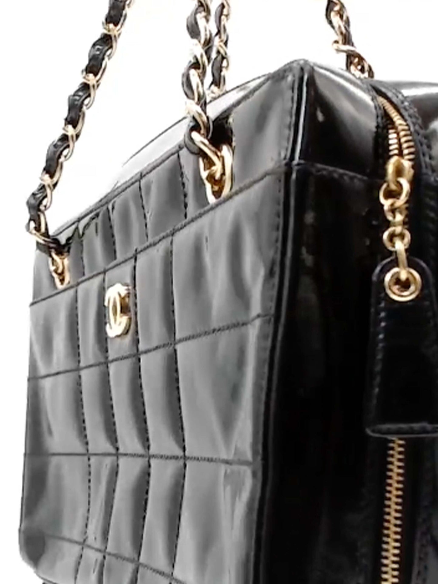 Chanel Vinyl Chocolate Gold Chain Bar Bag
